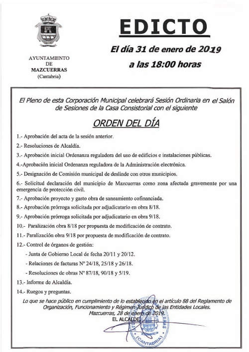 Edicto Pleno 31 de enero de 2019